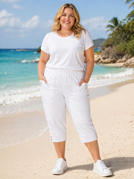 Picture of STRETCH CROPPED TROUSERS WITH ELASTIC WAIST